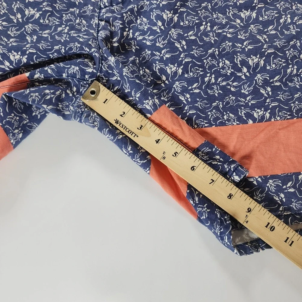 Scotch & Soda Shorts Mens 36 Brown Blue Orange Floral All Over Print Bermuda